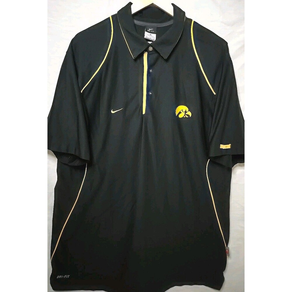 Iowa Hawkeyes Nike Grind Dri-Fit Polo Shirt, Men's Sz XL, Black Recycled Polyest